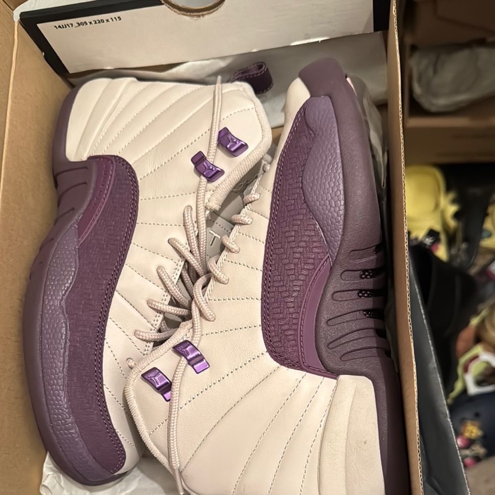 Purple and Cream High-Top Sneakers